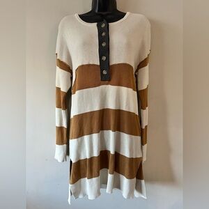 BDG brown and white striped tunic sweater Small